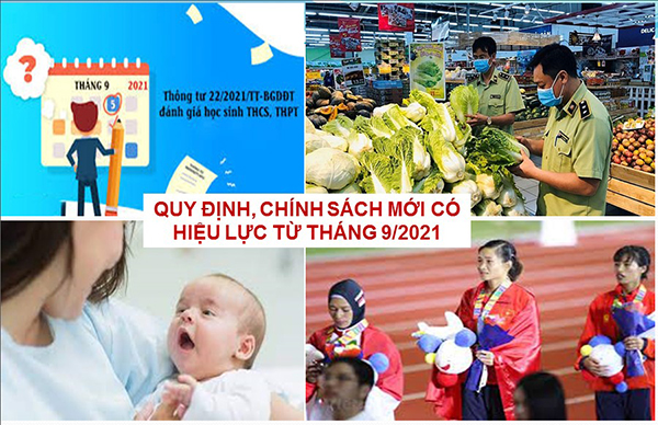 Quy định, chính sách mới có hiệu từ tháng 9/2021